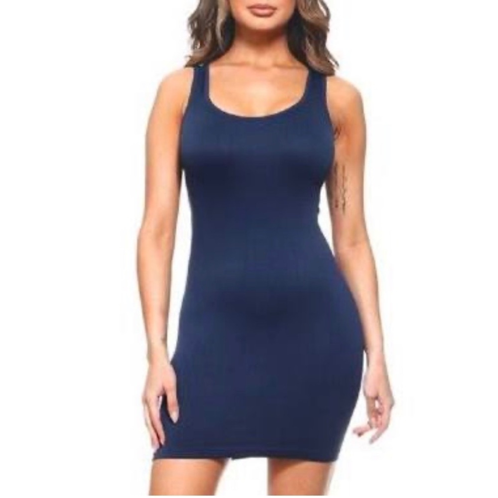 Navy Rib Tank Dress